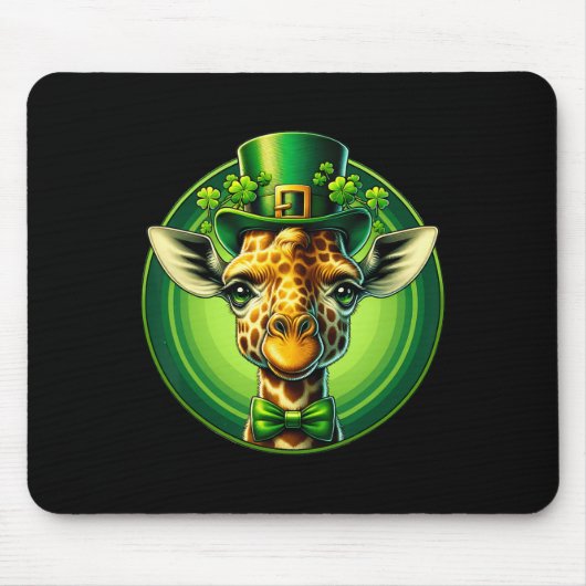 Lustiger Leprechaun-Giraffe St. Patricks Tag Kinde Mousepad (Vorne)