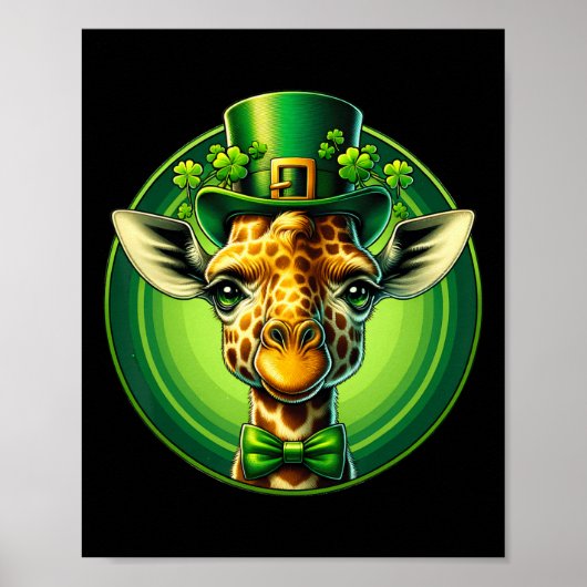 Lustiger Leprechaun-Giraffe St. Patricks Tag Kinde Poster (Vorne)