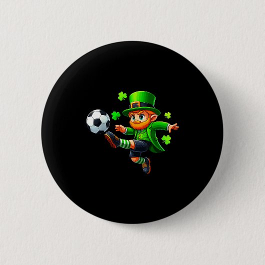 Lustiger Leprechaun Irischer Fußball St. Patrick M Button (Vorderseite)