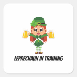 Lustiger Leprechaun Quadratischer Aufkleber