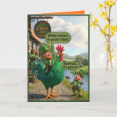 Lustiger Leprechaun zum St. Patrick's Day Karte (Gelbe Blume)