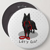 Lustiger Let's Go! Belgischer Schäferhund (schwarz Button (Vorne & Hinten)