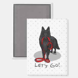 Lustiger Let's Go! Spaziergang Belgischer Schäferh Magnet