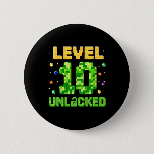 Lustiger Level 10 freigeschaltet 10. Geburtstag Ga Button (Vorderseite)
