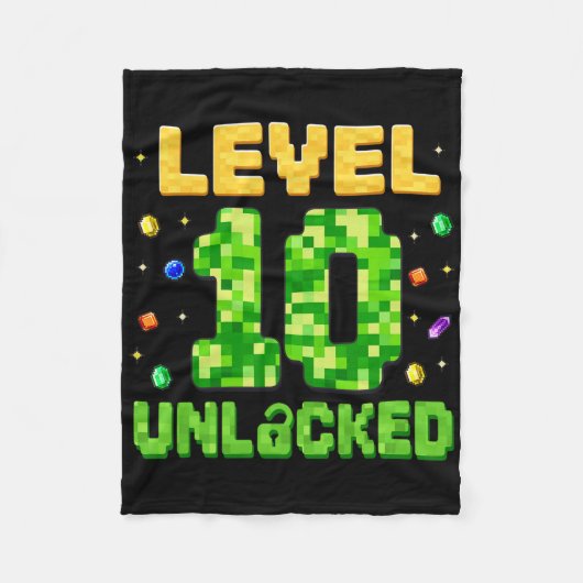 Lustiger Level 10 freigeschaltet 10. Geburtstag Ga Fleecedecke (Vorderseite)