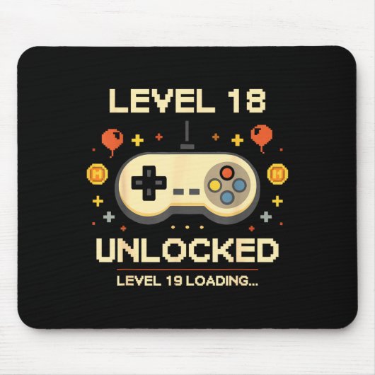Lustiger Level 18 freigeschalteter Gamer 18. Gebur Mousepad (Vorne)