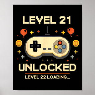Lustiger Level 21 freigeschalteter Gamer 21. Gebur Poster