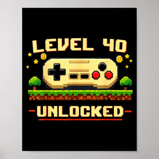 Lustiger Level 40 freigeschaltet Videospiel 40. Ge Poster (Vorne)