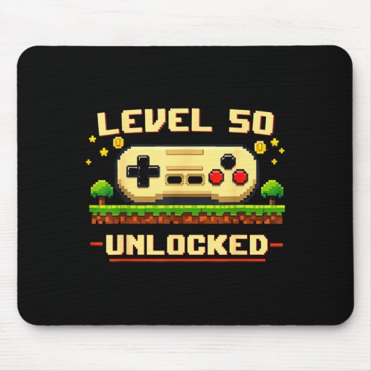 Lustiger Level 50 freigeschaltet Videospiel 50. Ge Mousepad (Vorne)