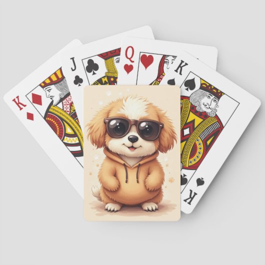 Lustiger Lhasa Apso Kawaii Hund Spielkarten (Rückseite)