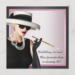 Lustiger Lieblingsdiva Frauen Pink und Schwarz Geb Einladung