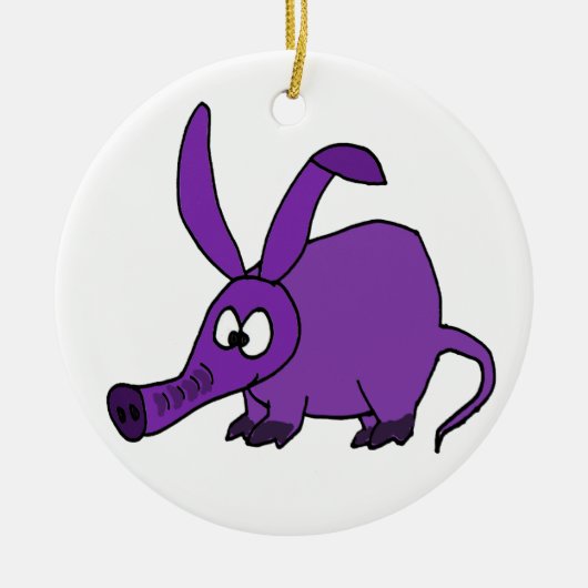Lustiger lila Aardvark Keramik Ornament (Vorne)