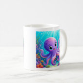 Lustiger lila Oktopus-Kaffeebecher Kaffeetasse (VorderseiteRechts)