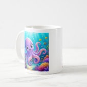 Lustiger lila Oktopus-Kaffeebecher Kaffeetasse (Vorderseite Links)