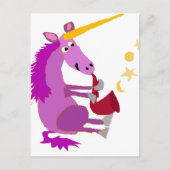 Lustiger lila Unicorn, der den Saxophone spielt Postkarte (Vorderseite)