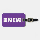 Lustiger lila weißer MINE personalisierter Gepäcka Gepäckanhänger (Vorderseite horizontal)
