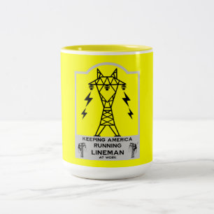Lustiger Lineman-Becher – Geschenk für Stromleitun Zweifarbige Tasse