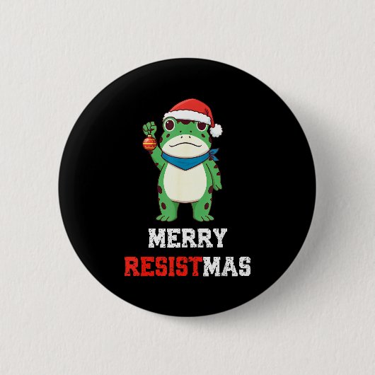Lustiger Litical Frosch Weihnachten Frohe Resistma Button (Vorderseite)