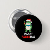 Lustiger Litical Frosch Weihnachten Frohe Resistma Button (Vorne & Hinten)