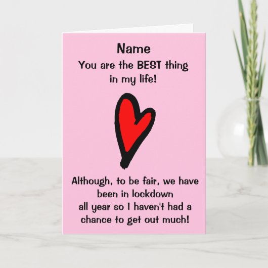 Lustiger Lockdown Valentinstag Karte (Vorderseite)