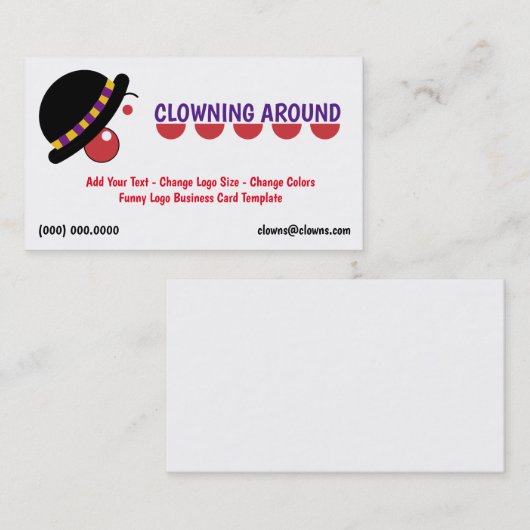 Lustiger Logo-Clown Visitenkarte (Vorne/Hinten)