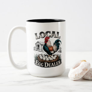 Lustiger lokaler Eierhändler Wortkunst Zweifarbige Tasse