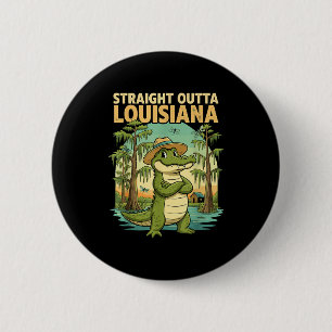 Lustiger Louisiana-Alligator Retro-Wildlife-Reise- Button