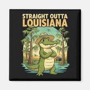 Lustiger Louisiana-Alligator Retro-Wildtier-Reise- Magnet