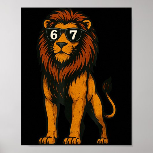 Lustiger Löwe Sungles 67 Six Seven Meme Poster (Vorne)