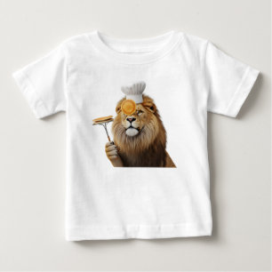 Lustiger Löwenkoch mit Pfannkuchen und Toque isoli Baby T-shirt