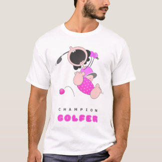 Lustiger lustiger Cartoon-Golfspieler des T-Shirt