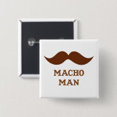 Lustiger Macho-Mann-Schnurrbart Button (Vorne & Hinten)