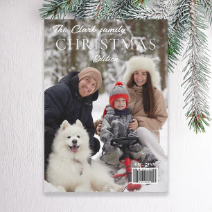 Lustiger Magazin-Cover-Stil Weihnachtsfoto Feiertagskarte
