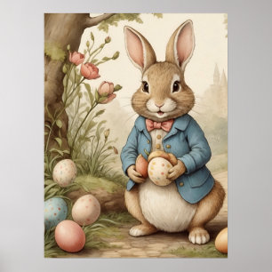 Lustiger Magischer Osterhase Eierjagd auf der Wies Poster