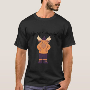 Lustiger Maine-Cartoon-Elch für den Winter gekleid T-Shirt
