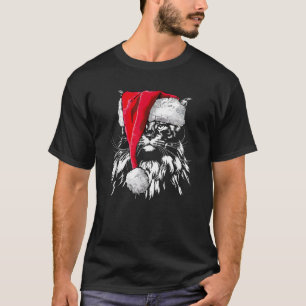 Lustiger Maine Coon Weihnachtsmann Weihnachtskatze T-Shirt