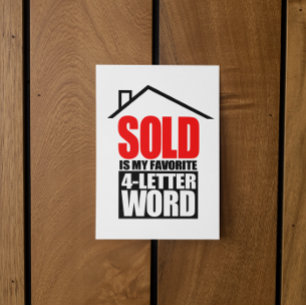 Lustiger Makler SOLD ist mein Lieblingswort mit 4  Postkarte