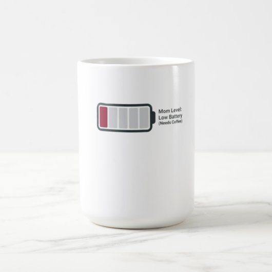 Lustiger "Mama-Level: Niedrige Batterie" Kaffeebec Kaffeetasse (Mittel)