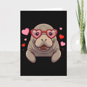 Lustiger Manatee-Herz-Schokoladen-Valentinstag Dam Karte