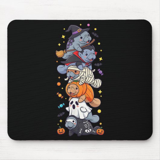 Lustiger Manatee Hexe Vampir Geist Halloween Kinde Mousepad (Vorne)