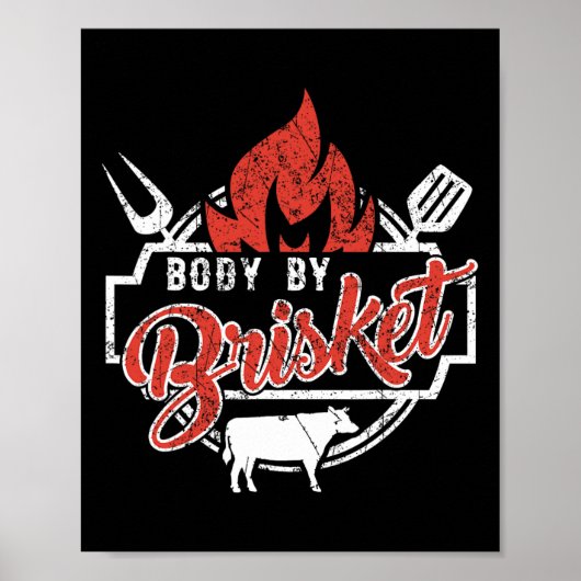 Lustiger Männer-BBQ-Körper durch Brisket-Grillen o Poster (Vorne)