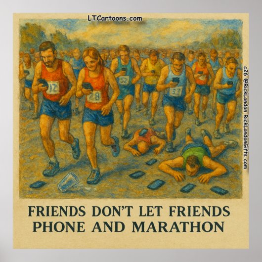 Lustiger Marathon-Cartoon – Freunde lassen Freunde Poster (Vorne)