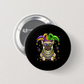 Lustiger Mardi-Gras-Perlen-französische-Bulldogge- Button (Vorne & Hinten)