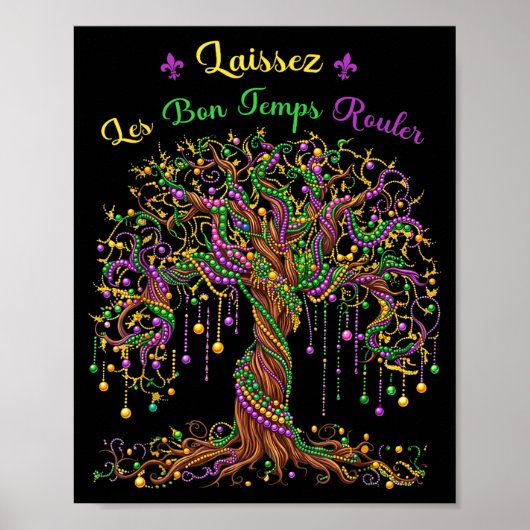 Lustiger Mardi Gras-Perlenbaum Karneval Poster (Vorne)