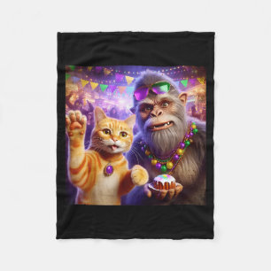 Lustiger Mardi Gras Selfie-Katze Bigfoot Zitat _3 Fleecedecke