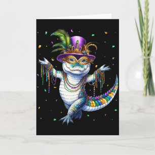 Lustiger Mardigator Mardi Gras Alligator Tanz Karn Karte