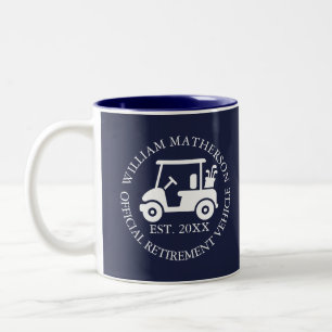 Lustiger maßgeschneiderter Golfwagen für den Ruhes Zweifarbige Tasse