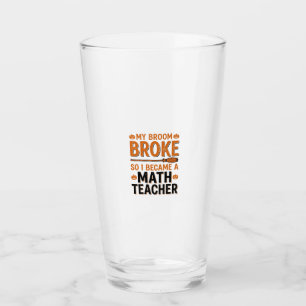 Lustiger Mathematik-Lehrer Halloween Besen kaputt  Glas