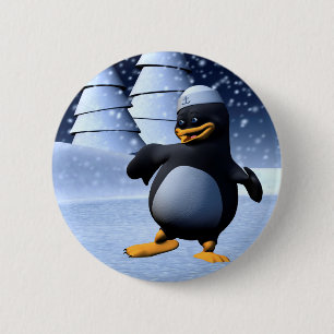 Lustiger Matrosen-Pinguin Tanzend Button