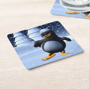 Lustiger Matrosen-Pinguin Tanzend Rechteckiger Pappuntersetzer